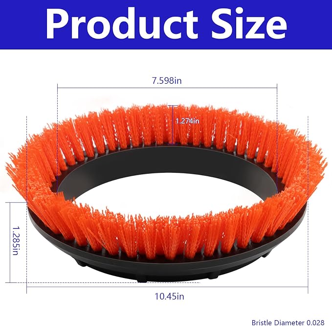 237047 Orange Tile and Resilient Floor Scrub Brush for Oreck Bissell,2 Pack | for Oreck Commercial ORB550MC, ORB600MW and ORB700MC Orbiter Floor Machines for Bissell BGEM9000, Heavy-Duty Brush,10.5 in