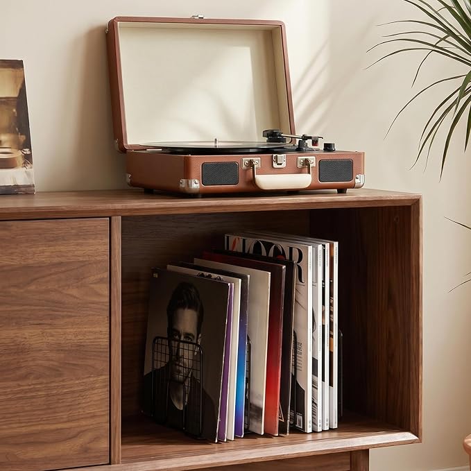 Vinyl Record Holder Storage, 3 Slot Metal Magazine Book Album Display Rack, Stylish Desktop File Tabletop Magazine Holder Rack, Record Storage, Album Storage Rack for LP Records/Magazines/Music Lovers