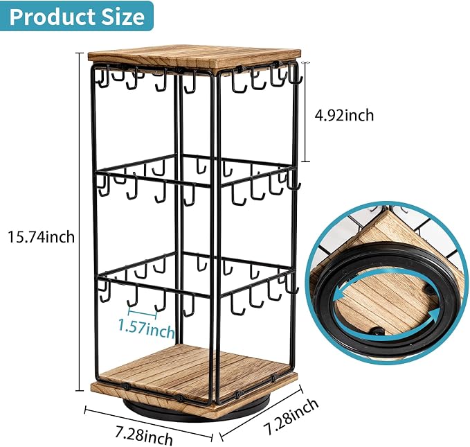 360 Rotating Earring Display Stands for Selling, Earring Rack Display Holder Stand, Jewelry Display for Vendors Selling Earring Cards, Necklaces, Bracelets, Hair Accessories (48 Hooks)