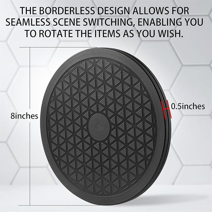 8 Inch Lazy Susan Turntable Organizer, Eichzer Premium Heavy Duty Black Rotating Swivel Stand with Steel Ball Bearings for Model/Rotating Plants/Crafts Stand/TV/Monitor/Laptop (360˚ Rotation)