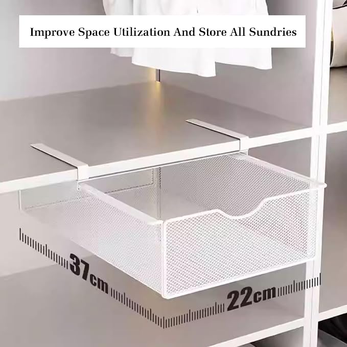 Pull Out Cabinet Storage Basket,Stackable Detachable Baskets Closet Organiser,Easy Pull Out Drawer Dividers for Closet,for Kitchen Office Wardrobes Cupboard Storage(Black,37x22x12.5cm)