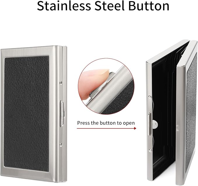 Credit Card Holder Wallet for Women Men Stainless Steel Metal Card Case RFID Blocking Business Card Protector Case with 6 Slots