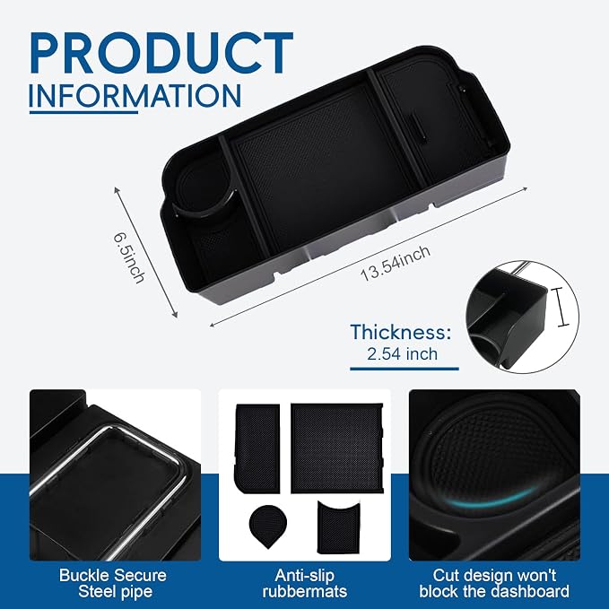 Center Headrest Organizer Tray Fit For Ford F150 F250 F350 F450 F550 F650 2011-2025 2026 Storage Compartment With Anti-Slip Mat Center Console Organizer for Ford F Accessories [Only for Jump Seat]