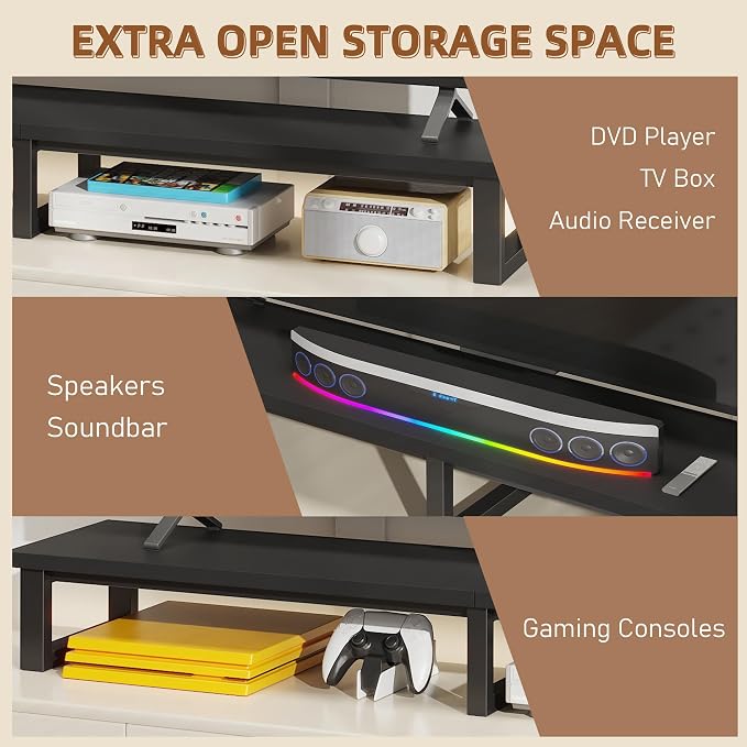 YAOHUOO 59" Large TV Riser for 32-75 inch TV, TV Riser Stand Shelf,Black | Steel Legs,Tabletop TV Stand Riser for Home Office,Fit TV/Monitor/Laptop/Soundbar,6.5"Height,Holds up to 120lbs