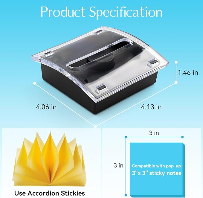 Acrylic Sticky Note Holder, 4 x 4 Inch Crystal Notepad Organizer Pop Up Notes Dispenser for Office Home Classroom Desk Supplies