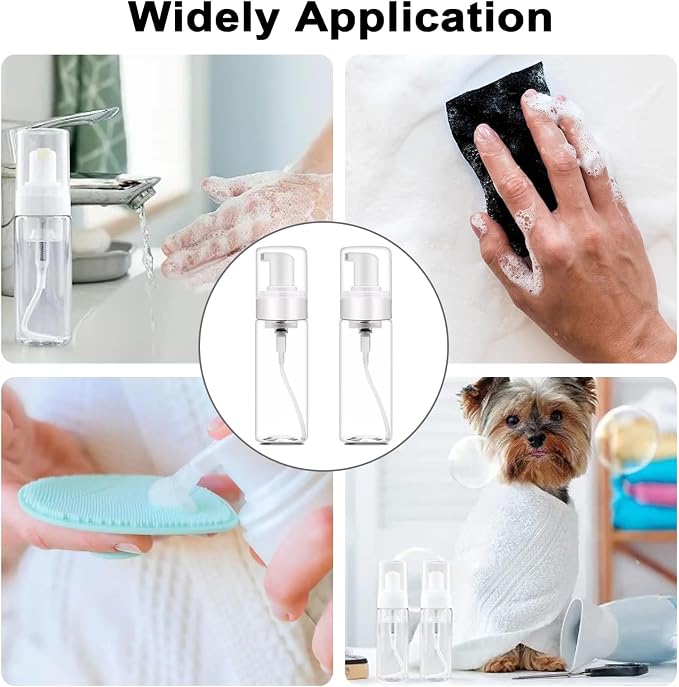 Autdor Foam Pump Bottle 3.5oz 2Pcs Foaming Soap Dispenser 100ml Foaming Spray Bottle Empty Travel Foam Bottle Clear Foam Dispenser for Hand Soap Toiletries Shampoo Lotion