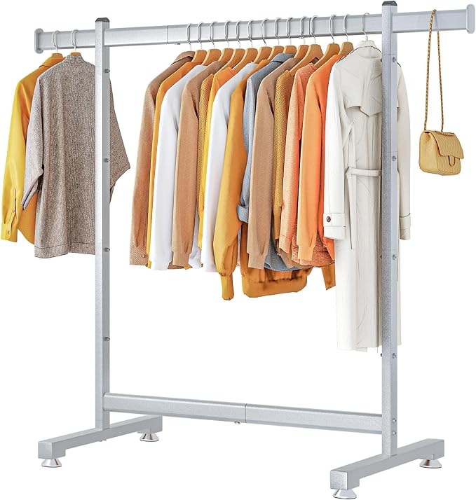Wiracks Heavy Duty Clothes Rack for Hanging Clothes Clothing Rack 300LBS Portable Clothes Rack 45" L*15" W*66" H Thickened and Widened elliptical Tubes (Silver)