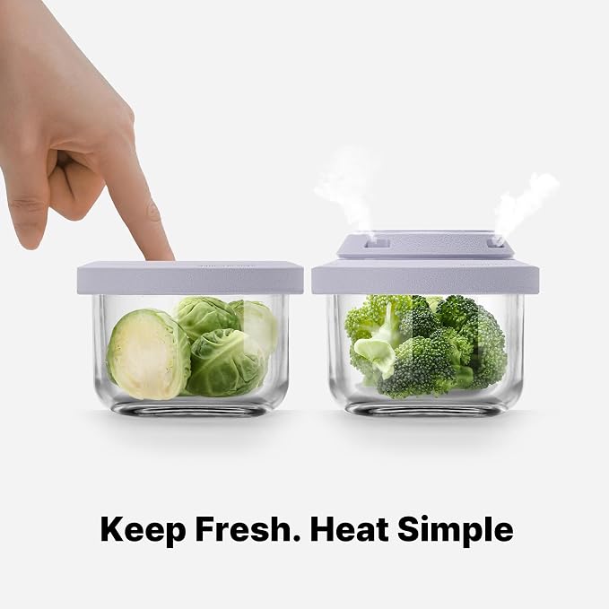 Comotomo Glass Baby Food Storage Containers, 4 oz Jars with Silicone Lids, Airtight Baby Food Prep Cups for Purees, Snacks, Daycare and Small Leftovers, Microwave and Dishwasher Safe, Set of 3