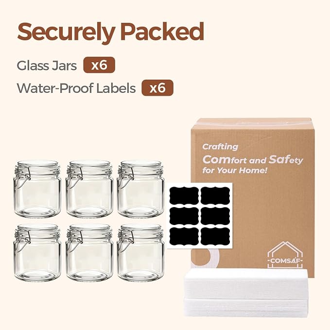 ComSaf 17 oz Overnight Oats Containers with Lids 6 Pack Wide Mouth | Meal prep, Sourdough starter, Fridge pickling, Pantry organization, Pickling fermenting, Clear glass