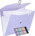 JARLINK 7 Pockets Expanding File Folder, A4 Accordion folders, Purple | Accordion File Folders with 12 Labels, Portable Document Organizer for Home, College, School, and Office Supplies