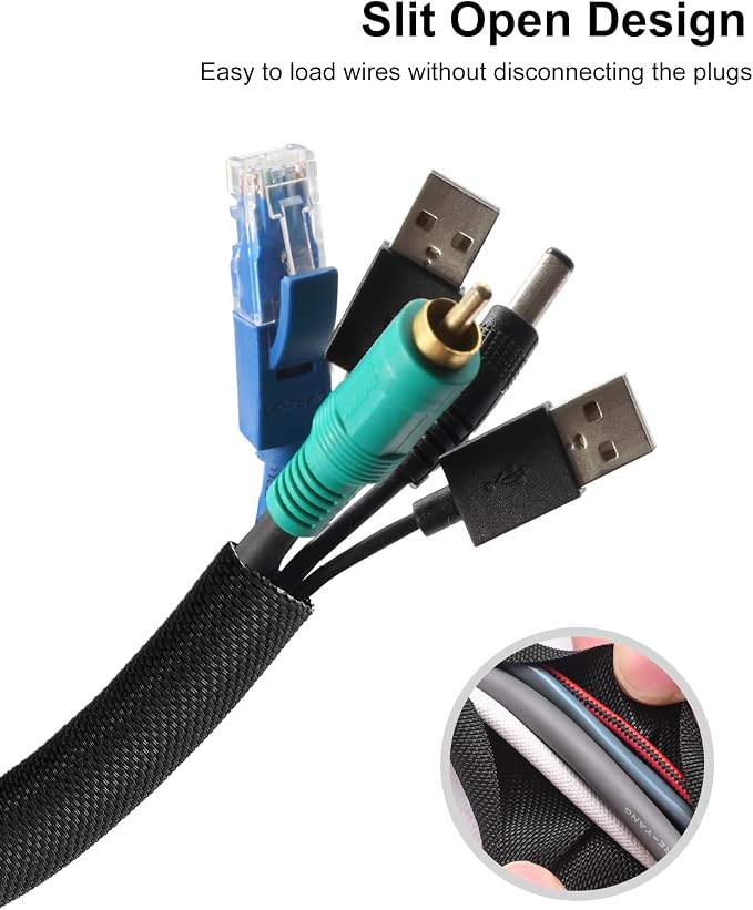 Secbolt Cord Protectors from Pets No Chew, 10ft - 3/4 inch Ultra Durable Cord Covers for Pets, Bite-Resistant Cable and Wire Protector for Cats, Dogs, Rabbits - Black