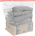Compactor Vacuum Storage Bag with Semi-Rigid Structured Box, Polypropylene & Nylon Vacuum Storage Bags, Vacuum Seal Bags for Clothing and Bedding, Closet Organizer (Beige, XX-Large)
