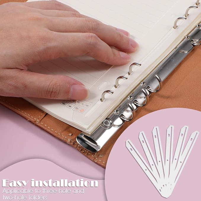 60 Pcs 3 Hole Punched Magazine Holders for Binders 11.6 In Plastic Magazine Organizer 3 Ring Binder Insert Strips Clear Magazine Collector for File Book Craft Paper