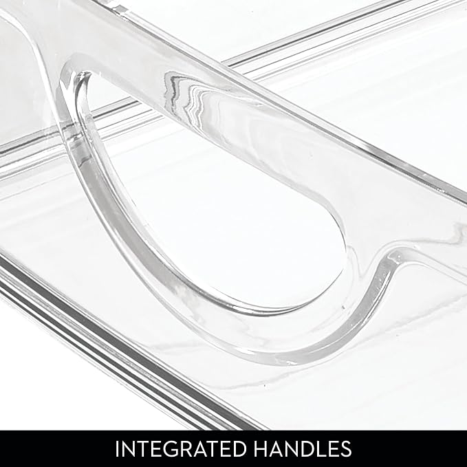iDesign Plastic Stackable Pantry Bin, Set of 4, Clear | Storage Bin with Handles, For Cabinets or Fridge