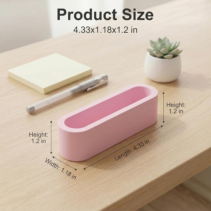 Cement Business Card Holder for Desk, Modern Desktop Business Name Card Display Stands for Women, Concrete Desk Decor, Pink
