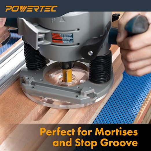 POWERTEC Tungsten Carbide Tipped Double Flute Straight Router Bit, 1/2" Shank, 3/4" Cutting Dia. 1-1/4" Cutting Length, Woodworking Router Bits for use on Router Table and Router Tool (73065)