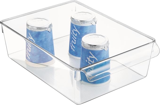 iDesign Fridge Storage Bin with Handle, Clear | Fridge Tray, For Cheeses and Snacks