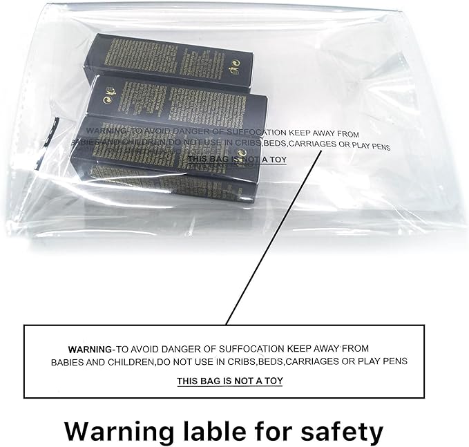 The Elixir Packaging 400 Count 14 x 19 Clear Poly Bag with Suffocation Warning Reclesable Transparent Plastic Tote Backpack Mailer Bag, Food Grade Material, 1.5 Mil Thickness