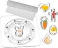 SANGLE SOPFFY 6.4-Inch Square Acrylic Cookie Turntable with Non-Slip Mat | Cake & Cupcake Decorating Rotary Stand (6.4 Inch + Easter Cookie Cutter)