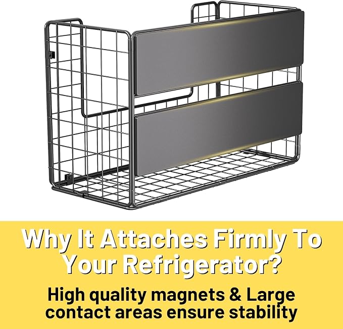 Magnetic Shelf for Fridge , Fruit Potato & Onion Storage Bins, Pantry Organizers & Storage, Large Container Magnetic Basket for Refrigerator, Kitchen Counter, Cabinet, Magnetic Fridge Organizer