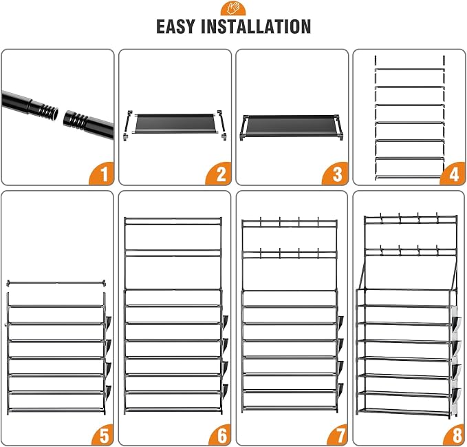 OYREL Shoe Rack 7 Tier Sturdy Shoe Racks Organizer for Closet | 28-35 Pairs Large Capacity Shoe Storage Rack with Multifunctional 5 Hooks and Side Pocket for Entrance Entryway