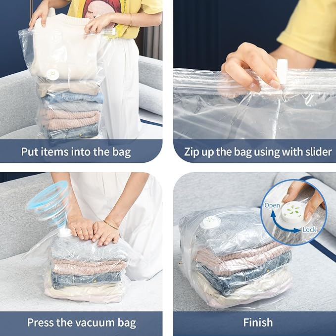 3 PACK Cube Vacuum Storage Bags,Large Cube (19.6 * 27.5 * 11.8 Inch), Extra Large Vacuum Seal Bags for Clothing, Comforters, Blankets, Bedding, Closet Organization Space Saving