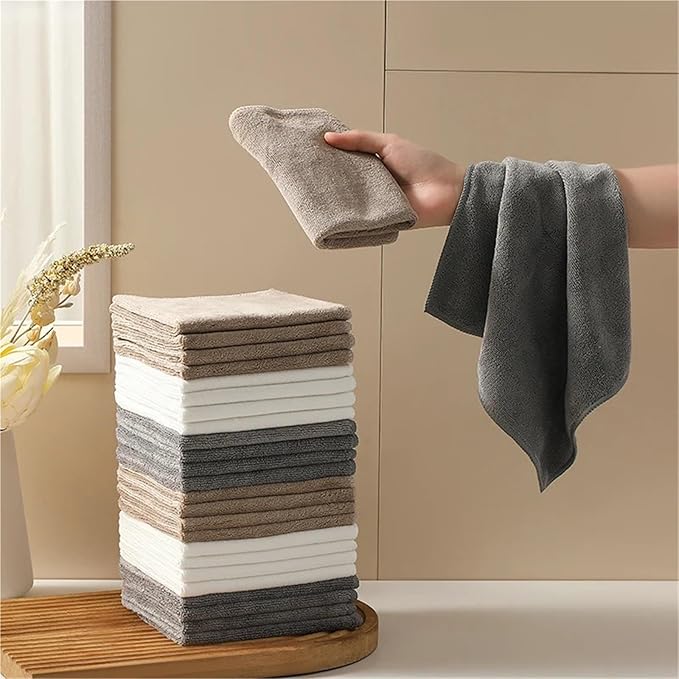 6/12 Pack Microfiber Cleaning Towels - Thickened Super Absorbent Cloths for Kitchen and Bathroom - Quick-Drying, Wet and Dry Use(Multi,30-30Cm-12Pcs)
