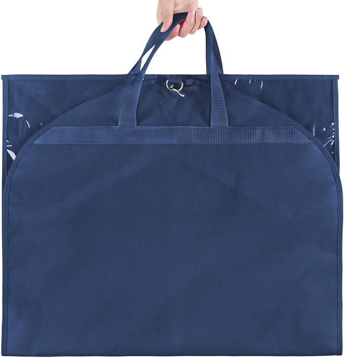 KEEGH 40 inch Clear Garment Bags for Dance Costumes, 2 Pack, Navy Blue | 4 Zipper Pockets, for Dance Competitions, Ballet, Theatre, Dance Garment Bags for Dancers, Hanging Clothes for Closet Storage