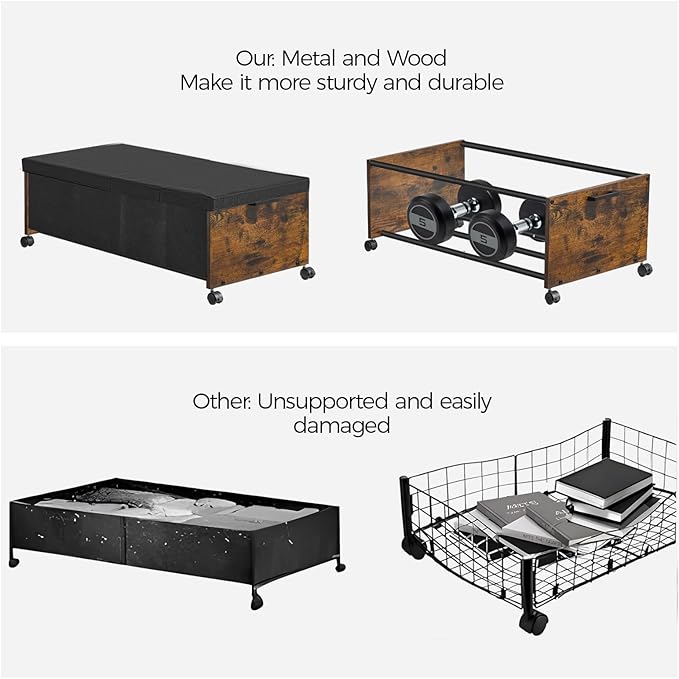 FOUCSSOMEI Under Bed Drawers on Wheels, XXXXL Size, UnderBed Storage with Wheels, Wooden Under Bed Storage, Heavy Duty, Patented Design