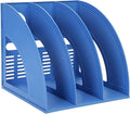 Marte Vanci Magazine File Holder Book Desktop Organizer Plastic Storage Sturdy Vertical 3 Section Folder Blue