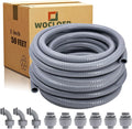 Liquid-Tight Conduit - 1inch 50 Foot Flexible Non Metallic Liquid Tight Electrical Conduit Kit, with 6 Straight and 3 Angle Fittings Included. 1" Dia