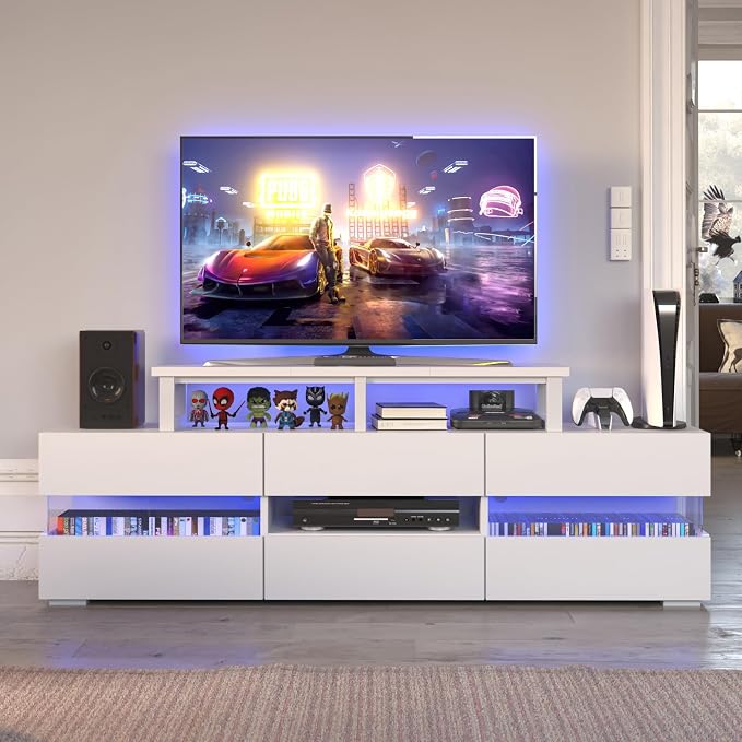 YAOHUOO 45" Large TV Riser for 32-60 inch TV, TV Riser Stand Shelf,White | Steel Legs,Tabletop TV Stand Riser for Home Office,Fit TV/Monitor/Laptop/Soundbar,7.1"Height,Holds up to 120lbs