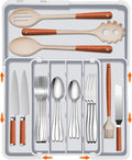 Spaclear Silverware Drawer Organizer Tray, Adjustable Cutlery Storage for Kitchen, Expandable Flatware and Utensil Holder Divider for Spoons Forks Knives Tableware, 15 x 19, 4-7 Slots, Gray