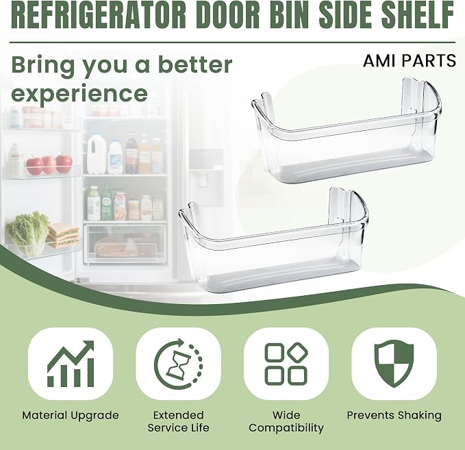 AMI PARTS 240363702 Refrigerator Door Bin Side Shelf | Fit for Frigi-daire, Ken-more Refrigerator - Replaces 240363704, 240363705, 240363708, AP2116106, PS430207 (2 Pack)