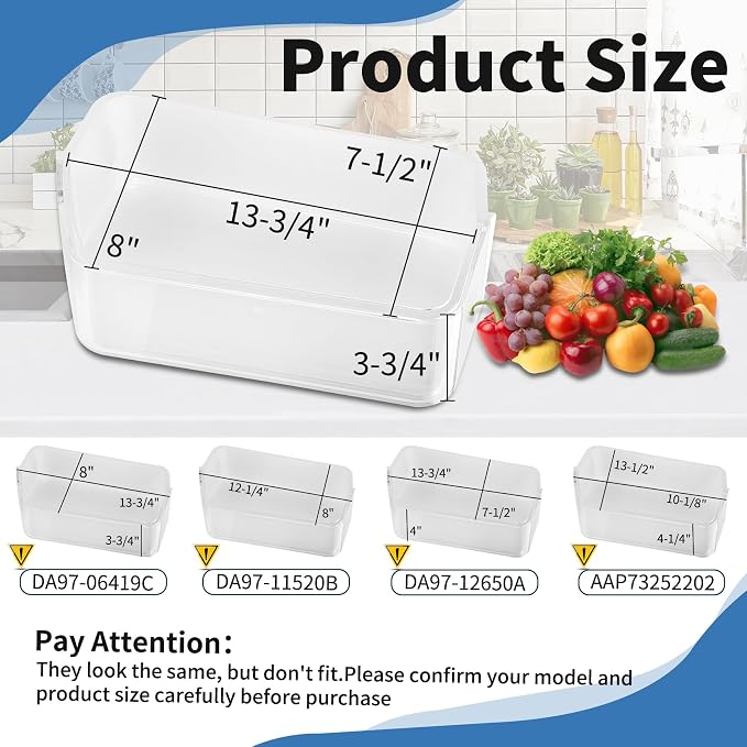 [2 Pack] DA97-12657A Refrigerator Door Bin Shelf Replacement (Left),Compatible with Samsung RF260/RF261BEAESR Refrigerator Replace EAP4176661, DA63-06867, AP5621270, 2813223, PS4176661 Door Shelf