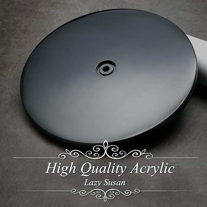 Jersvims 8 Inch Acrylic Turntable Platter, Black Turntable Organizer Round Rotating Plate for Kitchen Pantry Cabinet Desk Rack Spice Cake Cookie Decorating | Round Rotating Plate, For Kitchen Pantry Cabinet Desk, Turntable Organizer, Spice Cake Cookie ...
