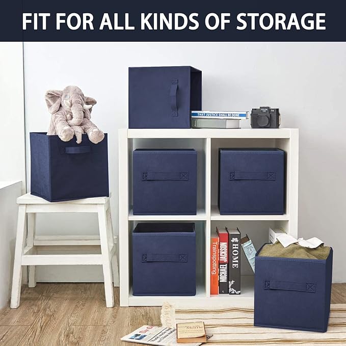 EBIGIC Collapsible Storage Cubes,Cube Storage Organizer 10.5 * 10.5 * 11inch，For home and office Collapsible Closet Shelf Organizers, Drawer Organizers(Blue)