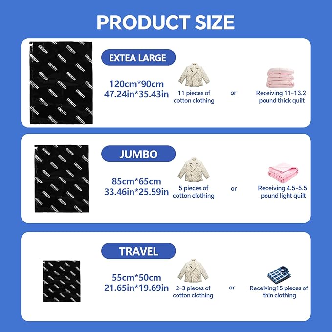 Jumbo Vacuum Storage Bags with Electric Pump, 10 Pack Vacuum Seal Bags for Clothing, Bedding, Pillow, Comforters, Blankets, Compression Bags Includes Portable Fast Pump for Home Organization Storage