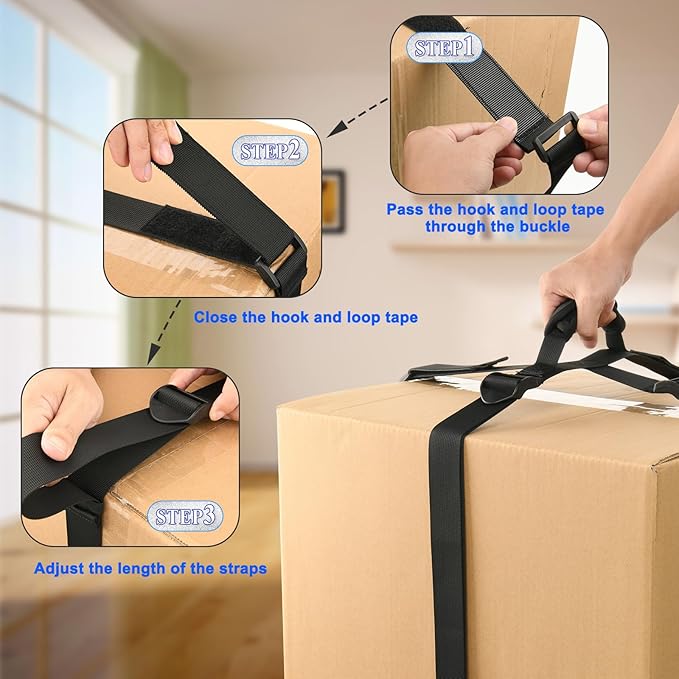 Cosmos Box Carrying Strap with Handle, 126 Inch Heavy Duty Handheld Belt for Moving and Lifting Heavy Objects, Adjustable Cross Style Moving Straps for Luggage Cases Groceries Appliances
