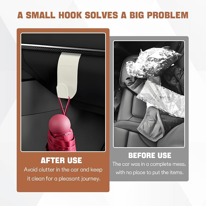 Hovom 2PCS Car Co-Pilot Glovebox Hooks, Anti-Scratch Auto Co-Pilot Glove Box Hanger Organizer, Vehicle Passenger Seat Hanging Storage Hook for Handbag Purse Umbrella, Car Accessories (Beige)