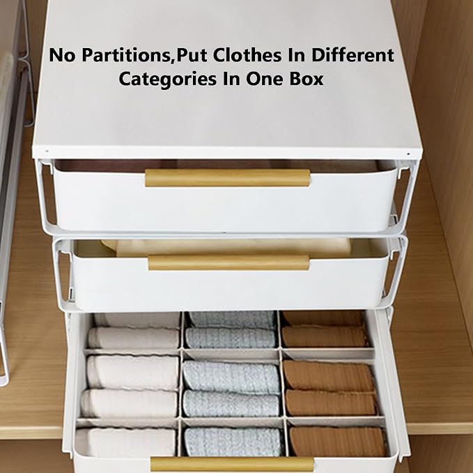 Closet Pull-Out Baskets,Stackable Storage Bins,Carbon Steel Drawer Basket,Smooth Pulling for Kitchen Pantry Cabinet and Closet(27.2x42.6x38cm)