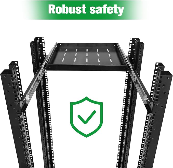 Keyboard mount-1U Sliding Shelf 19in Mount Keyboard Shelf Tray 4 Post Rack Mount Adjustable Depth 13.75 to 21.75inch for 19" Server Network Rack&Cabinet (Rack drawer-350)