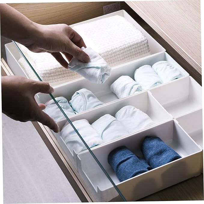 Housoutil 2pcs Stacking Storage Bins Storage Organizer for Cosmetics Office Home Stylish Design