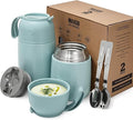 MAXSO 2 Pack Soup Thermo for Hot & Cold Food for Kids Adults, Vacuum Insulated Food Jar Thermal Lunch Containers, Travel Food Flask with Spoon (24 oz,17 oz) (Sage)