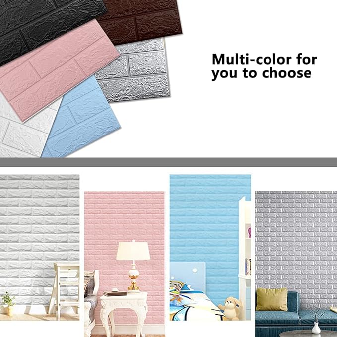 10 PCS Silvery 3D Wall Panels, 14.5 sq.feet Coverage, Printable Wallpaper Sticker with Self-Adhesive Waterproof Brick PE Foam Wall Panels Peel and Stick for Interior Wall Decor, Home Decoration