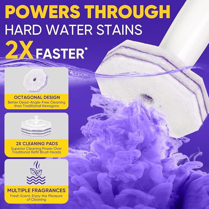 Aromative Toilet Brush Refills, Double-Layer Cleaning Pads Added, Compatible with Most Toilet Brushes，Lemon, Blue Ocean, Lavender（Patented）