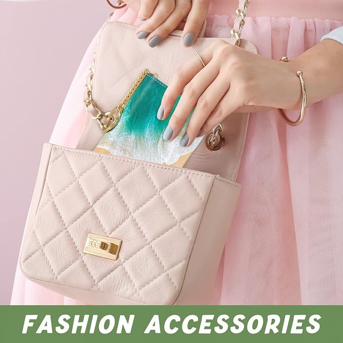 Aiawoxc Credit Card Holder for Women, Small RFID Wallet Slim Leather Business Card Organizer Case with Zipper and Keychain, Beach