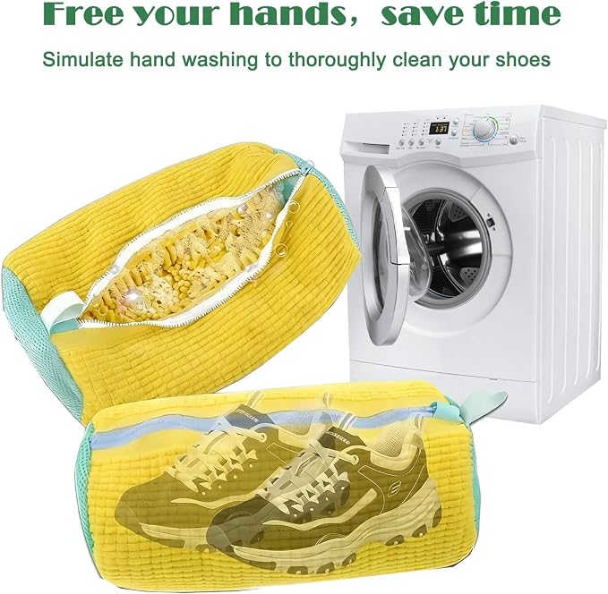 9PCS Shoes Washing Machine Bag Kit,Include Reusable 2PCS Washing Shoes Bag,5PCS Clear Waterproof Travel Shoes Bags（15.7 * 11.8'') and 2PCS Drying Racks,Laundry Shoes Bag for Sneakers and Canvas Shoes