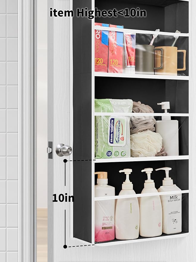 JARLINK Over The Door Toy Storage Organizer w/Clear Window, Black, 2 Pack | Anti-Tilt 44 lb Load Capacity, Baby Toy Storage Organizer for Stuffed Animals, Nursery, Kid Bedroom, Newborn Baby Essentials