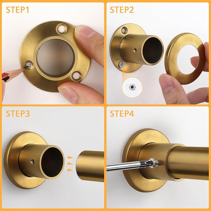 Closet Rods For Hanging Clothes, 17-40 Inch Adjustable Closet Rod, Stainless Steel Heavy Duty Closet Hanging Rod-Gold